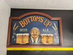 Bottoms Up Beer Ale Wooden Decorative Mancave Bar Sign-23.5X16" Fun Wall Decor