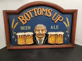 Bottoms Up Beer Ale Wooden Decorative Mancave Bar Sign-23.5X16" Fun Wall Decor