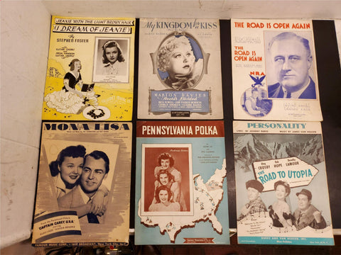 6 Vtg Sheet Music Items-Bing Crosby-Bob Hope-Dick Powell-Alan Ladd-Wanda Hendrix