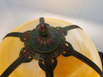 Vtg Victorian Caramel Stain Slag Glass 6 Panel Column Lamp Ornate Nouveau 21"