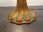 Vtg Victorian Caramel Stain Slag Glass 6 Panel Column Lamp Ornate Nouveau 21"