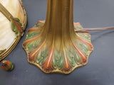Vtg Victorian Caramel Stain Slag Glass 6 Panel Column Lamp Ornate Nouveau 21"