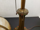 Vtg Victorian Caramel Stain Slag Glass 6 Panel Column Lamp Ornate Nouveau 21"