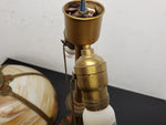 Vtg Victorian Caramel Stain Slag Glass 6 Panel Column Lamp Ornate Nouveau 21"