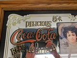 Vintage Coca-Cola Mirror Sign Delicious 5 cent Relieves Fatigue Condition Mint!!