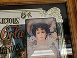 Vintage Coca-Cola Mirror Sign Delicious 5 cent Relieves Fatigue Condition Mint!!