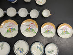Vintage 24 Piece Made in Japan Miniature Ceramic Floral Tea Cup Set W/ Saucers