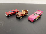Vtg Lot of 3 Hot Wheels-Bonneville Bullet '77, Jeep CJ-7 '81, '57 T-Bird '81