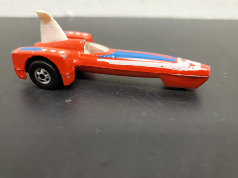 Vintage 1979 Hot Wheels Red Jet Rocket Car Stars Stripes Black Wall Very Nice