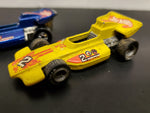 Vtg Set of 1973 Hot Wheels Indy Cars #2 -1:64 Diecast Car-Malaysia Blue & Yellow