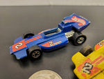 Vtg Set of 1973 Hot Wheels Indy Cars #2 -1:64 Diecast Car-Malaysia Blue & Yellow
