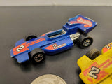 Vtg Set of 1973 Hot Wheels Indy Cars #2 -1:64 Diecast Car-Malaysia Blue & Yellow