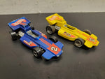 Vtg Set of 1973 Hot Wheels Indy Cars #2 -1:64 Diecast Car-Malaysia Blue & Yellow
