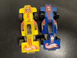 Vtg Set of 1973 Hot Wheels Indy Cars #2 -1:64 Diecast Car-Malaysia Blue & Yellow