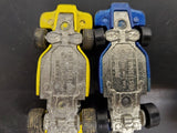 Vtg Set of 1973 Hot Wheels Indy Cars #2 -1:64 Diecast Car-Malaysia Blue & Yellow