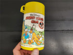 Vtg 70's Walt Disney "Mickey Mouse Club" Yellow Plastic Aladdin Thermo Bottle VF