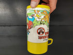 Vtg 70's Walt Disney "Mickey Mouse Club" Yellow Plastic Aladdin Thermo Bottle VF