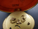 Vtg Windup Bradley Travel  Alarm Clock Encased in Red Holder-Made in Germany VF