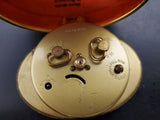 Vtg Windup Bradley Travel  Alarm Clock Encased in Red Holder-Made in Germany VF