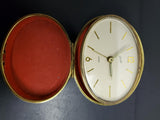 Vtg Windup Bradley Travel  Alarm Clock Encased in Red Holder-Made in Germany VF