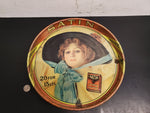 Vintage Advertising Tin Serving Tray Satin Turkish Blend Cigarettes lady w/Hat