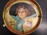 Vintage Advertising Tin Serving Tray Satin Turkish Blend Cigarettes lady w/Hat