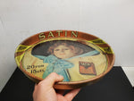 Vintage Advertising Tin Serving Tray Satin Turkish Blend Cigarettes lady w/Hat