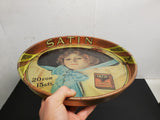 Vintage Advertising Tin Serving Tray Satin Turkish Blend Cigarettes lady w/Hat
