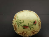 Antique 1912 Custard Glass Container W/ Ornate Lid Gorgeous Gold Flower Pattern!