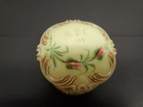 Antique 1912 Custard Glass Container W/ Ornate Lid Gorgeous Gold Flower Pattern!