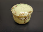 Antique 1912 Custard Glass Container W/ Ornate Lid Gorgeous Gold Flower Pattern!