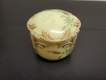 Antique 1912 Custard Glass Container W/ Ornate Lid Gorgeous Gold Flower Pattern!