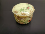 Antique 1912 Custard Glass Container W/ Ornate Lid Gorgeous Gold Flower Pattern!