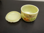 Antique 1912 Custard Glass Container W/ Ornate Lid Gorgeous Gold Flower Pattern!