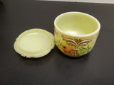 Antique 1912 Custard Glass Container W/ Ornate Lid Gorgeous Gold Flower Pattern!