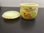 Antique 1912 Custard Glass Container W/ Ornate Lid Gorgeous Gold Flower Pattern!