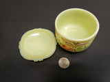 Antique 1912 Custard Glass Container W/ Ornate Lid Gorgeous Gold Flower Pattern!