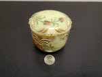 Antique 1912 Custard Glass Container W/ Ornate Lid Gorgeous Gold Flower Pattern!