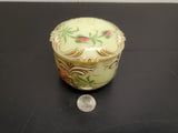 Antique 1912 Custard Glass Container W/ Ornate Lid Gorgeous Gold Flower Pattern!