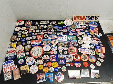 Rare Political Button Collection-Nixon Kennedy Reagan Clinton Carter & Many More