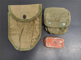 Vtg WWII First Aid Packet, US Gov't Carlisle Model Wound Tin + Medical Pouches
