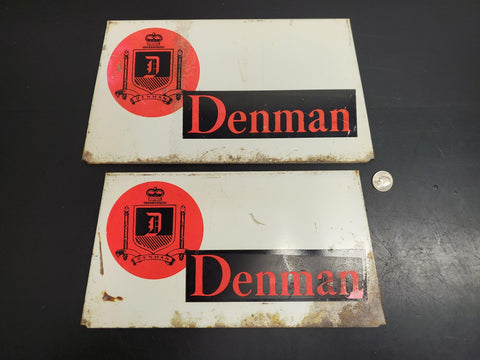 Vtg Pair Of Metal Denman Tires Gas Station Signs Display Advertising Unique