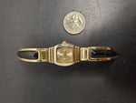 Studio Women's Wristwatch Black Leather/Gold Band Gold Face/Bezel/Dial Classy