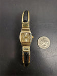 Studio Women's Wristwatch Black Leather/Gold Band Gold Face/Bezel/Dial Classy