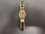 Studio Women's Wristwatch Black Leather/Gold Band Gold Face/Bezel/Dial Classy