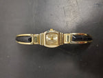 Studio Women's Wristwatch Black Leather/Gold Band Gold Face/Bezel/Dial Classy