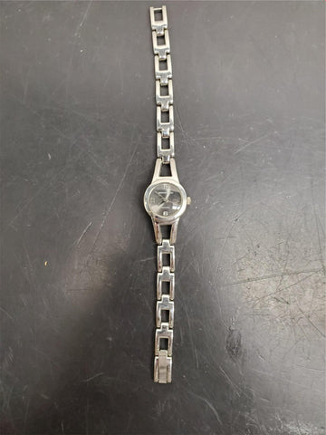 Connections Women's Wristwatch #4989 Silver Band & Bezel Dark Gray Face Classy