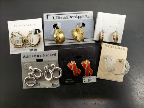 Collection of 6 Pairs of Women's Earrings Charter Club Adrienne Picard Gorgeous