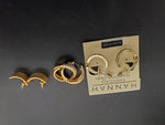 Collection of 3 Pairs of Women's Earrings-Hannah-Gold Cubic Zirconia Glass Stone