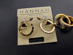 Collection of 3 Pairs of Women's Earrings-Hannah-Gold Cubic Zirconia Glass Stone